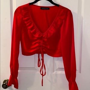 red crop top blouse
